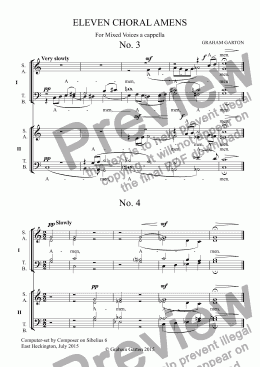 page one of ELEVEN CHORAL AMENS  Nos. 3. & 4.