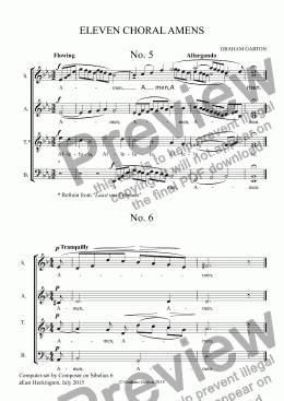 page one of ELEVEN CHORAL AMENS  No. 5