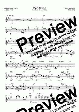 page one of Massenet - Meditation Thais - タイスの瞑想曲 マスネ - PDF - lead sheet Melody + chords