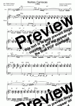 page one of Bandolim - Noites Cariocas - cello piano + chords