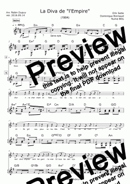 page one of Satie - La Diva de "l’Empire" Lead sheet melody & chords