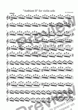 page one of "Ambient II" for violin solo