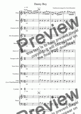 page one of Danny Boy for School Concert Band