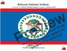 page one of Belizean National Anthem “Land of the Free’’ for Brass Quintet (World National Anthem Series)