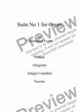 page one of Suite No 1 for Organ