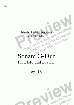 page one of Jensen, N. P., Flöten-Sonate G-Dur op. 18 – Flötenstimme