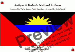 page one of Antiguan & Barbudan National Anthem “Fair Antigua, We Salute Thee”, for Brass Quintet (World National Anthem Series)