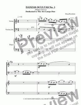 page one of Danzas Ocultas No. 3 (violin, cello, piano)