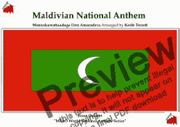 page one of Maldivian (Maldives) ("Qaumii Salaam") National Anthem for Brass Quintet (MFAO World National Anthem Series)