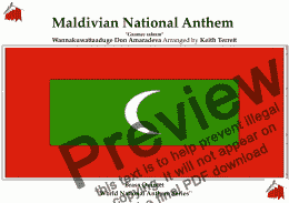 page one of Maldivian (Maldives) ("Qaumii Salaam") National Anthem for Brass Quintet (World National Anthem Series)