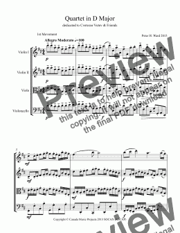 page one of Quartet in D Major