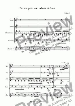 page one of Pavane pour une infante défunte - for wind quintet