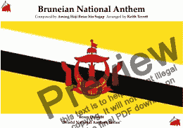 page one of Bruneian National Anthem “Allah Peliharakan Sultan” - “God Bless His Majesty” for Brass Quintet (World National Anthem Series)