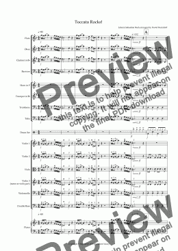 page one of Toccata by Bach Rocks! for School Orchestra