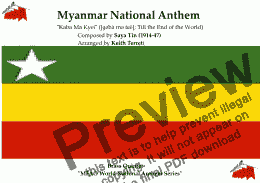 page one of Myanmar National Anthem "Kaba Ma Kyei" ([ɡəbà mə tɕè]; Till the End of the World) for Brass Quintet (MFAO World National Anthem Series)