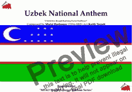 page one of Uzbek National Anthem’ “O’zbekiston Respublikasining Davlat Madhiyasi” for Brass Quintet (MFAO World National Anthem Series)