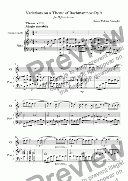 page one of Variations on a Theme of Rachmaninov Op.9