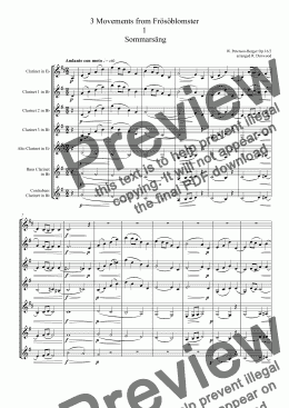 page one of Peterson-Berger - 3 Movements from Frösöblomster (Op.16) for Clarinet Choir. 