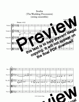 page one of Svatba (The Wedding Procession) (string ensemble)