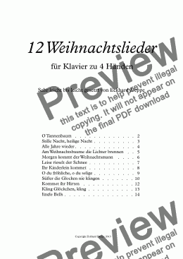 page one of 12 Weihnachtslieder 4-händig