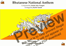 page one of Bhutanese National Anthem for Brass Quintet - “The Thunder Dragon Kingdom”  (World National Anthem Series)