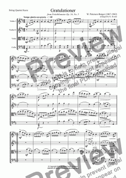 page one of Gratulationer for string quartet