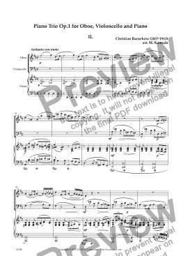 page one of "Andante con moto" from Piano Trio, Op.1 for Oboe, Violoncello & Piano