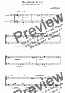 page one of Happy Birthday To You! (for flute duet, suitable for grades 1-5) (159FLDU01)