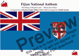 page one of Fijian National Anthem “Dwelling in Beulah Land”. “Meda Dau Doka” for Brass Quintet (World National Anthem Series)