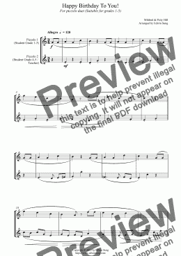 page one of Happy Birthday To You! (for piccolo duet, suitable for grades 1-5) (159PCDU01)