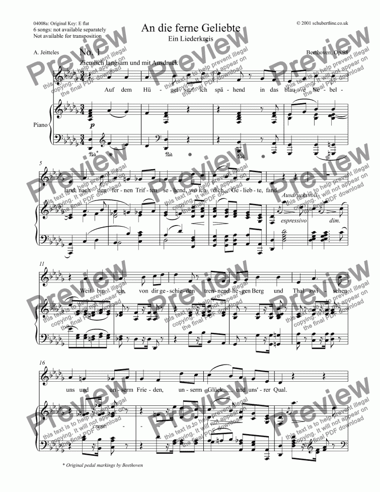 An Die Ferne Geliebte Download Sheet Music Pdf File