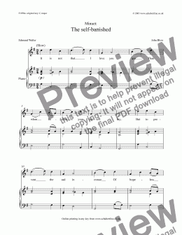 page one of Minuet: The self-banished [Blow]