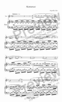 page one of Hahn, Romance for Flute & piano