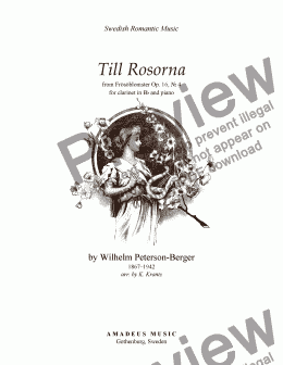 page one of Till Rosorna for clarinet in Bb and piano