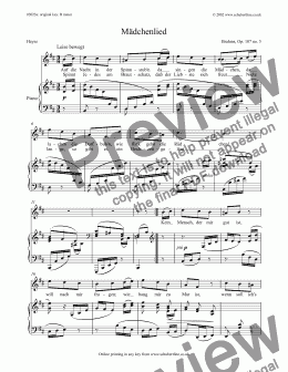 page one of Mädchenlied