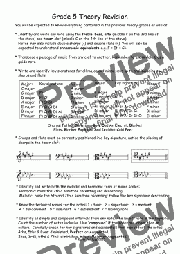 page one of Grade 5 Theory Revision Sheet