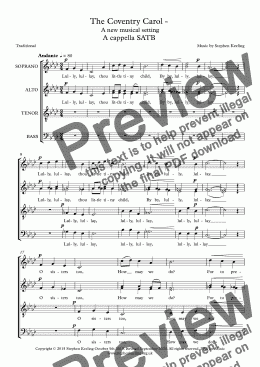 page one of THE COVENTRY CAROL - A New Musical Setting SATB a cappella