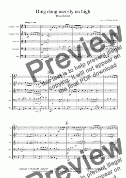 page one of Ding dong merrily on high - Swing - Brass Quintet