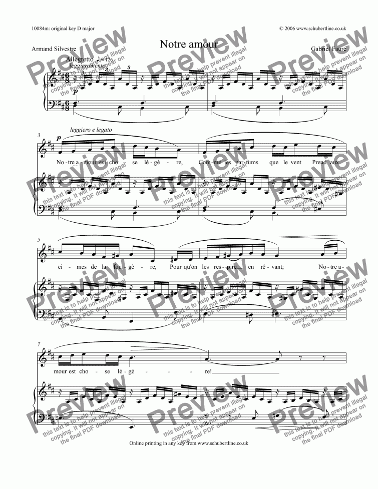 Notre Amour Download Sheet Music Pdf File