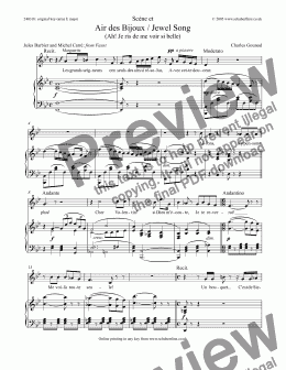 page one of Jewel Song  (Ah! Je ris de me voir si belle) [Faust: sop.]