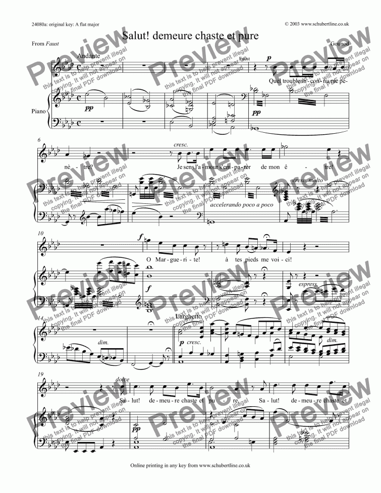 Salut Demeure Chaste Et Pure Faust Tenor Sheet Music Pdf File