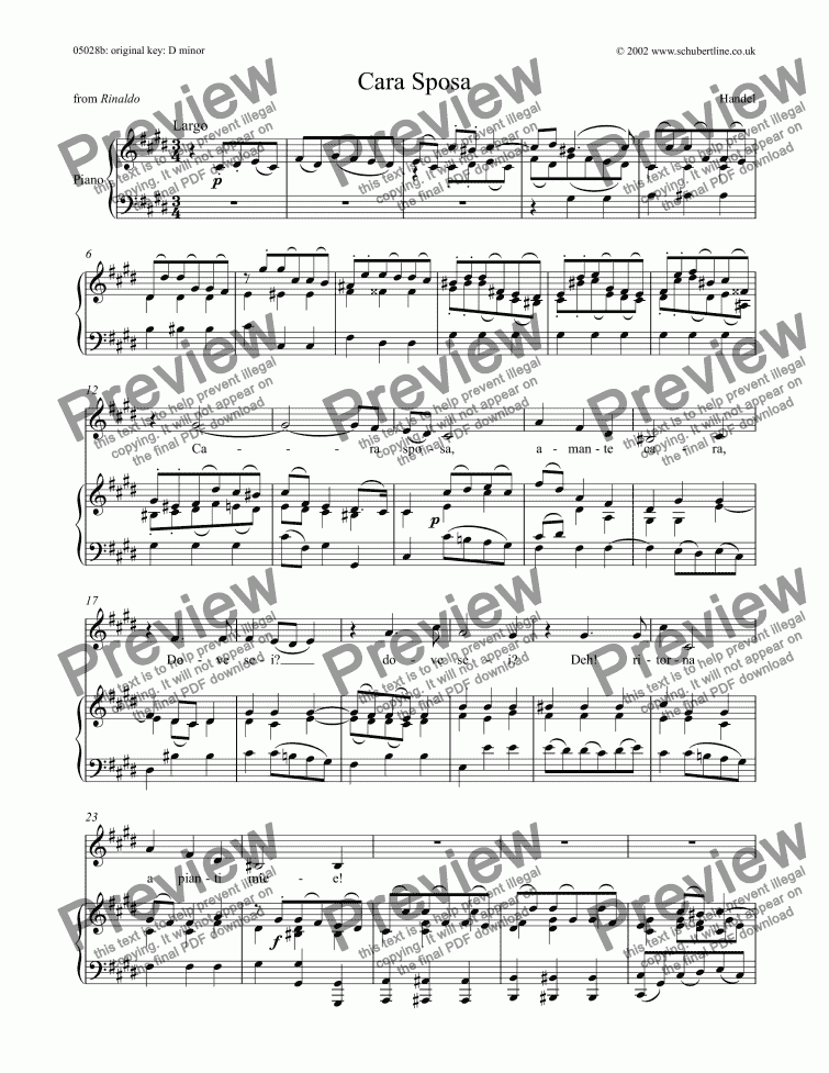 Cara Sposa Rinaldo Alto Download Sheet Music Pdf File