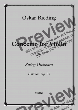 page one of O. Rieding - Concerto for Violin and String Orchestra B minor Op.35 - full score