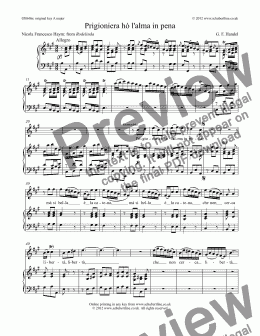 page one of Prigioniera hò l’alma in pena [Rodelinda: tenor]