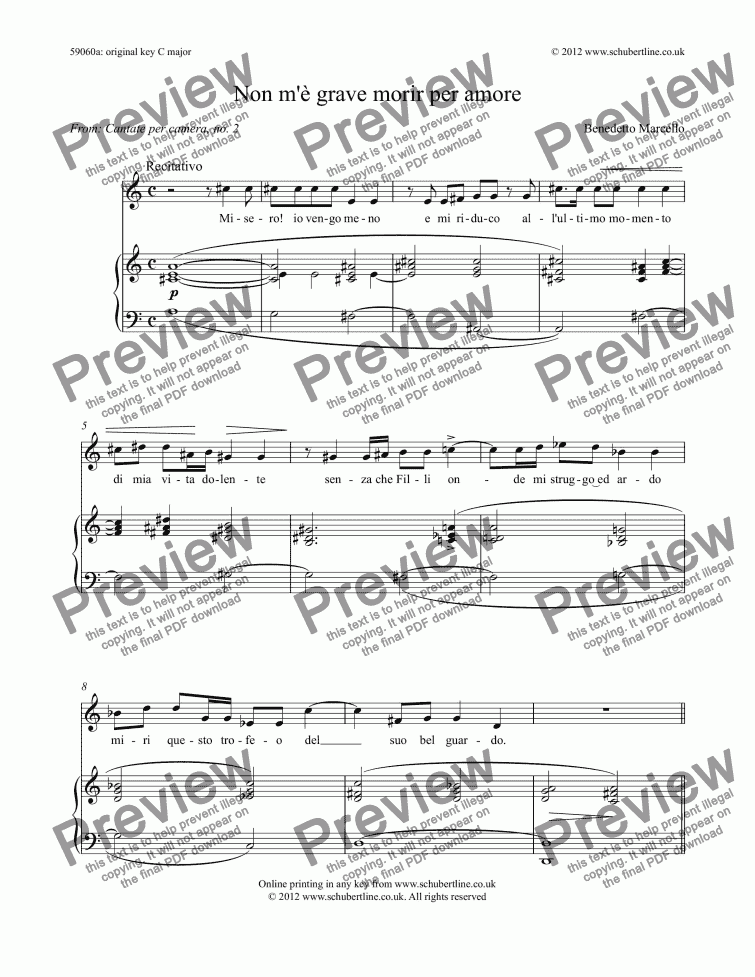 Non M E Grave Morir Per Amore Marcello Download Sheet Music Pdf