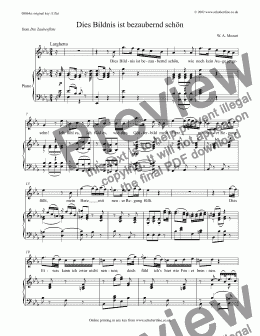 page one of Dies Bildnis ist bezaubernd schön [Zauberflöte: tenor]