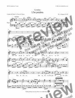 page one of L’ho perduta [Figaro: sop.]