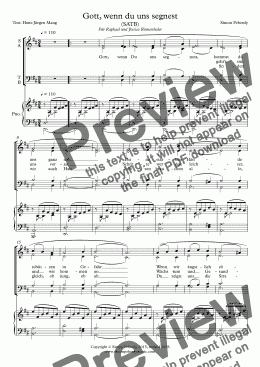 page one of Lord, your gentle blessing draws us close to you / Gott, wenn du uns segnest in German / English), SATB, SSA, STB versions & optional piano, by Simon Peberdy