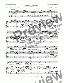 page one of Idol mio, se ritroso  [Idomeneo: sop.]