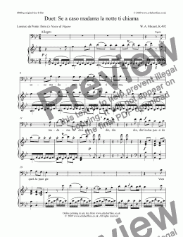 page one of Se a caso madama la notte ti chiama - Duet  [Figaro: sop., bar.]